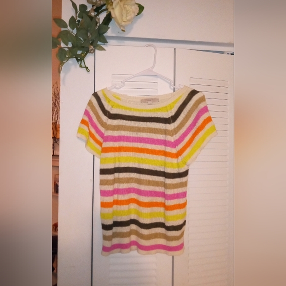 Striped Short Sleeve Knit Top - Picture 1 of 5